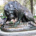 Outdoor large animal sculpture bronze lion and snake statue